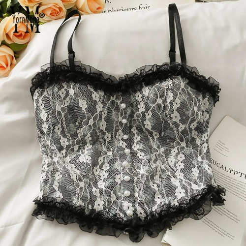 French Floral Camisole - Black