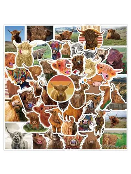 50pcs Cow Print Sticker