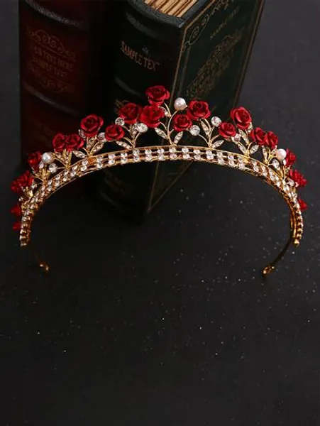 Faux Pearl Flower Decor Crown Headband