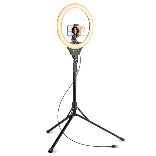Sensyne 14'' Selfie Ring Light with 62'' Tripod Stand and Phone Holder, LED Selfie Circle Light for Live Stream/Recording/Photography/YouTube/TikTok - 14 inches - Nature