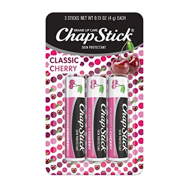 ChapStick Classic Cherry Balm Tube Flavored for Lip Care on Chafed, Chapped or Cracked Lips - 0.15 Oz , 3 Count (Pack of 1)