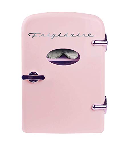 Frigidaire Pink EFMIS129- AMZ EFMIS129 Mini Portable Fridge, 4 litres Capacity Chills Six 12oz Cans, 100% Freon-Free & Eco Friendly, Beverage Cooler - Pink - Cooler