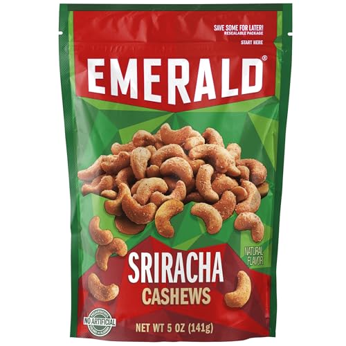 Emerald Nuts, Sriracha Cashews, 5 Oz (Pack of 2) - Sriracha - 5 Ounce (Pack of 2)