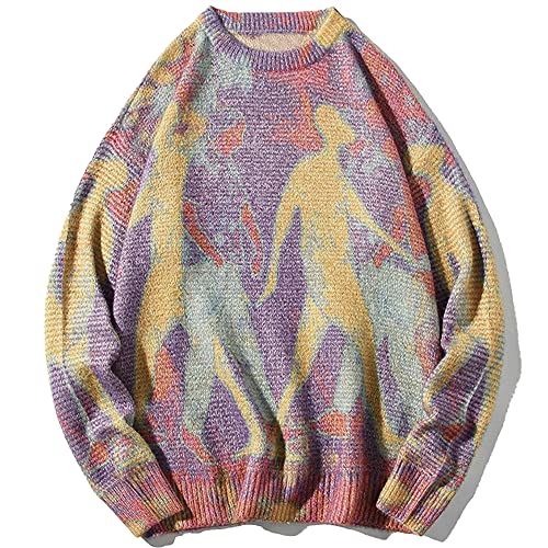 Van Gogh Printed OversizedPullover - #400purple - Small