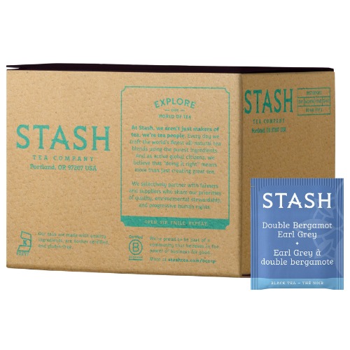 Stash Tea Double Bergamot Earl Grey Tea 100 Count Box of Tea Bags, Full Caffeine Tea, Black Tea with Bergamot, Enjoy Hot or Iced