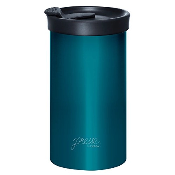 PRESSE by Bobble French Coffee Press And Insulated Stainless Steel Travel Tumbler for On-The-Go Brewing - 13 oz (Peacock) - Peacock
