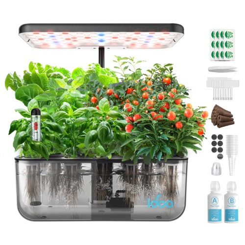 iDOO Hydroponics Growing System,Fathers Day Gift, 12 Pods Indoor Garden Kit with Grow Light, 5L Transparent Water Tank, Automatic Timer Germination Kit, Two Modes, Height Adjustable, Pump System