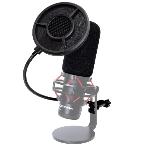 SUNMON Mic Pop Filter with Windsrceen Foam Cover,Compatible with HyperX QuadCast,6 Layered Wind Pop Screen with Flexible 360° Gooseneck Clip Stabilizing Arm for Improve sound quality,Noise reduction - Mic Covers