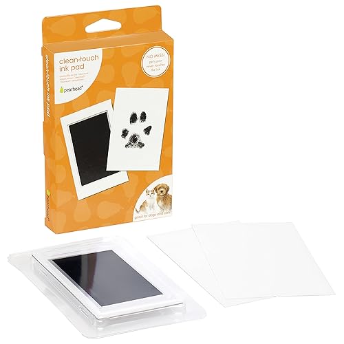 Pearhead Paw Print Clean Touch Ink Pad Kit for Dogs and Cats, Pet Owner Keepsake, DIY Inkless Paw and Nose Print Impression Set, Small/Medium - Pet Ink Pad, Black