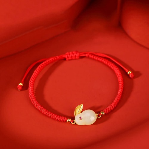 925 Sterling Silver Year of the Rabbit Hetian White Jade Luck Red String Protection Bracelet | Hetian White Jade ( Protection ♥ Happiness)