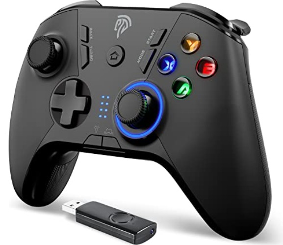 EasySMX Wireless Gaming Controller for Windows PC/Steam Deck/PS3/Android TV BOX, Dual Vibrate Plug and Play Gamepad Joystick with 4 Customized Keys, Battery Up to 14 Hours, Work for Nintendo Switch - black