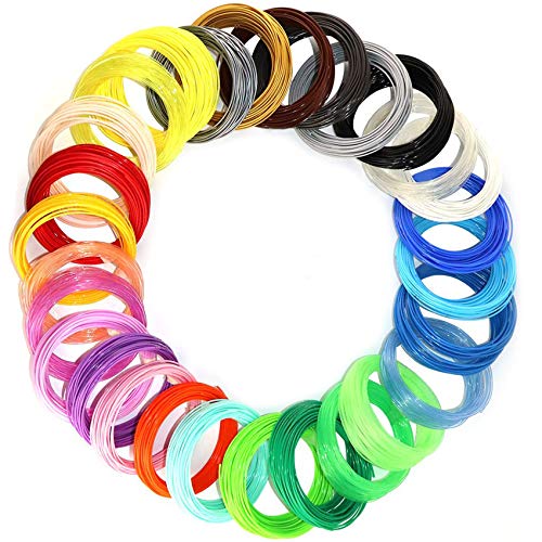 28Colors PLA 3D Printing Pen Filament Refill, Each Color 10 Feet, Total 280 Feet, Extra Gift with 2 Finger Caps by MKOEM - Pla 28 Colors