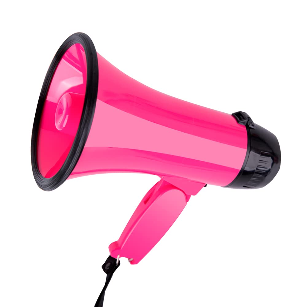 MyMealivos Sugar Home Portable Megaphone Bullhorn 20 Watt Power Megaphone Speaker Voice and Siren/Alarm Modes with Volume Control and Strap (Pink) - pink