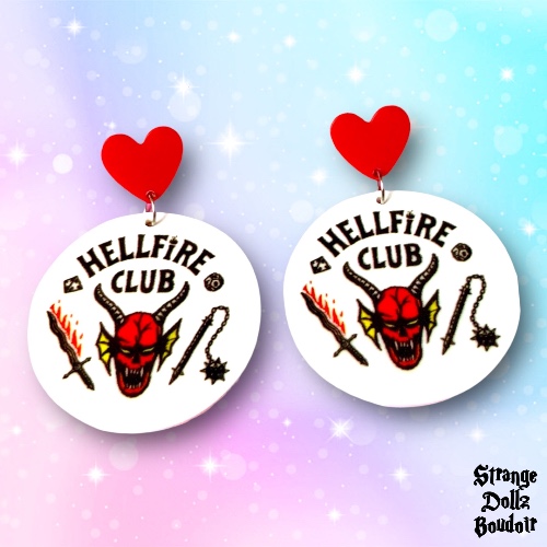 Stranger Hellfire earrings, 925 sterling silver, Strange Dollz Boudoir