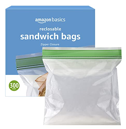Amazon Basics Sandwich Storage Bags, 300 Count (Previously Solimo) - clear - 300 Count (Pack of 1)