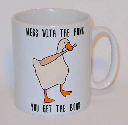 Goose Game Mess With The Honk You Get The Bonk Ceramic Mug Funny Novelty Gift, 10 ounces