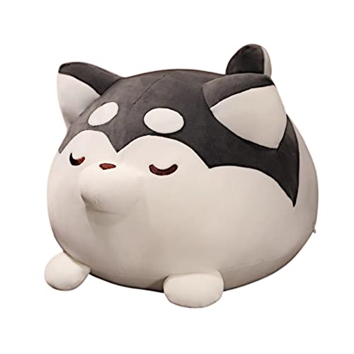 50cm Husky Cute Plush Dog Cozy Husky Doll Cushion Stuffed Animals as Fesitival Birthday Gifts for Kids(Dark Grey) - 50 cm - Dark Grey