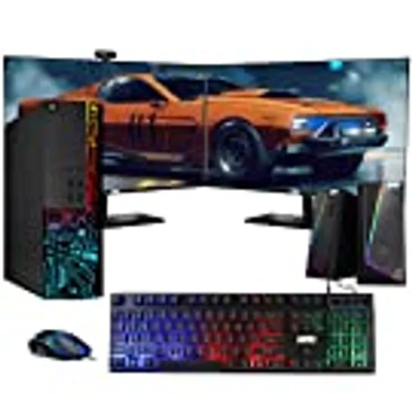 Computer Desktop PC, Intel Core i7, TechMagnet Siwa 3, 8GB RAM, 2TB HDD, New MTG Dual 22 Inch Monitor, MTG RGB Keyboard Mouse, RGB Speaker with Webcam, WiFi, Windows 10 Professional (Renewed)