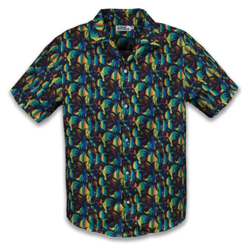 Rainbow Dragons DND Dice Black Button Up Shirt | 2XL / Hawaiian Shirt - No Pocket