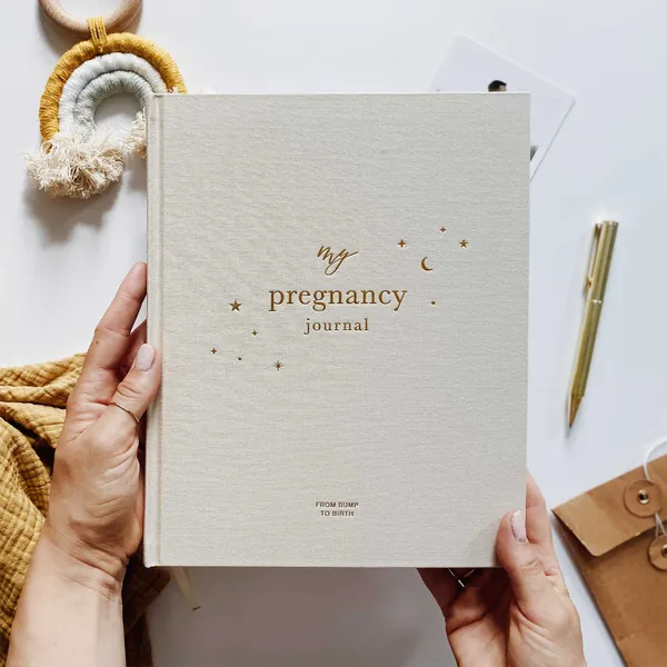 My Pregnancy Journal, Expectant Mother Gift, Pregnancy Planner - Pearl - gift for parents to be, pregnancy record book w/gilded edges