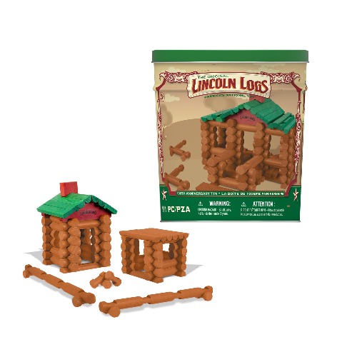 Basic Fun 520 00854 EA Lincoln Logs 100th Anniversary Tin, Brown, 111 Pieces