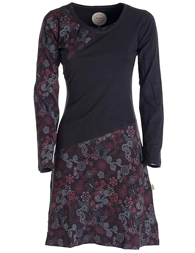 Vishes - Alternative Bekleidung - Asymmetrisches Langarm Jersey Kleid Damen kurz - 42 - Schwarz