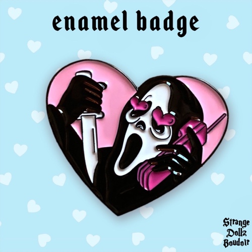Scream Ghostface enamel badge pin, pastel goth, Halloween, Strange Dollz Boudoir