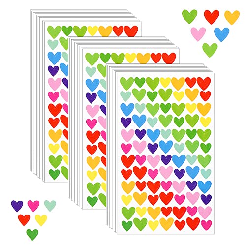 Prasacco 1512 Stück Bunte Herz-Aufkleber, Selbstklebende Aufkleber Kinder Belohnungssticker für Scrapbooking, Umschläge, Dekoration, Valentinstag, Geschenkverpackungen, DIY-Kunsthandwerk (18 Blatt)
