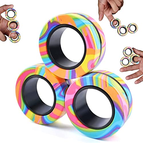 Yeefunjoy Magnetische Ringe Fidget Toys, Anti-Stress Fidget Toys, ADHS Magische Fingerring Spielzeug Sets, Fidget Magnet Ringe Pack Tolles Geschenk für Erwachsene Teenager Kinder