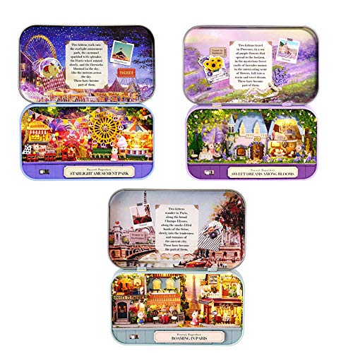 WDC 3PCS DIY Haus Box Theater Puppenhaus Miniatur Szene Zinn Box Toyhouse Kit Miniatur Möbel Kit Spielzeug Haus für kreative Valentinstag Hochzeitsgeschenk