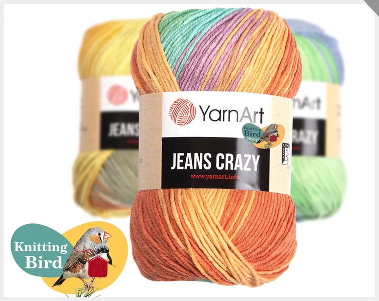 Yarnart Jeans Crazy Rainbow Multicolor Gradient Colorful Knitting Cotton Acrylic Yarn 50g 150m fp fg