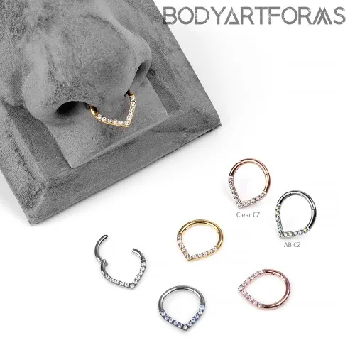 Rose Gold Steel Point Gemmed Septum Clicker