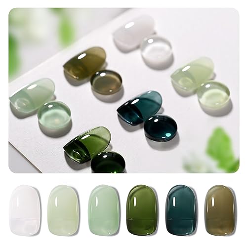 GAOY Jelly Gel Nail Polish Set 6 - Emerald Green