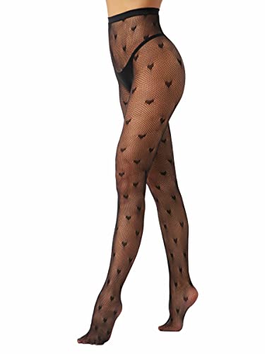 Fishnet Tights Allover Heart Pattern