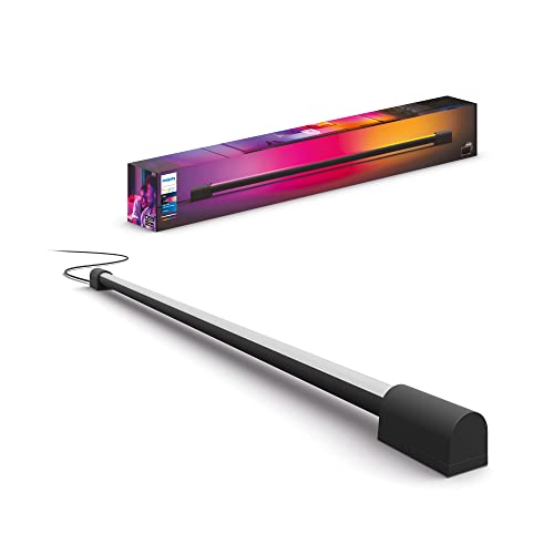 Philips Hue RGB Play Gradient Light Tube - Compact - Pack of 1 - Multicolor Effect - Indoor - Sync with TV, Music and Gaming - Bridge and Sync Box Required - Works with Alexa, Apple, Google - Black - Compact Tube - Black