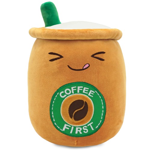 Ditucu Cute Boba Plush Coffee Cafe Cup Kawaii Bubble Plushie Milk Tea Pillow Home Soft Hugging Stuffed Animal Toys Gifts for Kids 13.7 inch - Cafe Smile Eyes 13.7 Inch