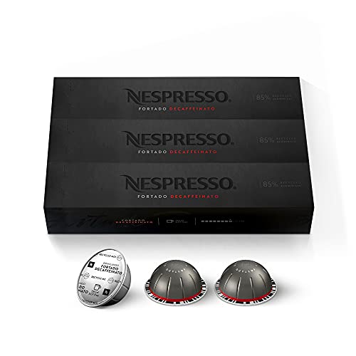 Nespresso Dark Roast Coffee Pods (Pack of 30), 0.66 pounds | Vertuo | Decaffeinato | Gran Lungo | 5 fl. oz. - Gran Lungo Decaffeinato - 10 Count (Pack of 3)