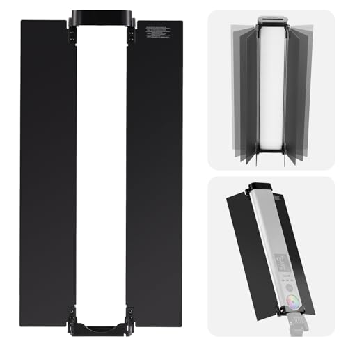 NEEWER Metal Barndoors for BH30S Light Stick, Two Flap Aluminum Alloy Foldable Barn Doors for LED Light Wand Tube Light, Easy Installation for Light Shape Light Spill Control, CT-3