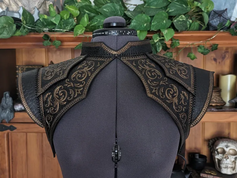 Enchantress Shoulder Mantle | Fantasy Inspired | LARP Cosplay Armor | Gothic Elegant Celestial | Ball Wedding Medieval