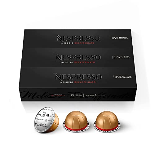 Nespresso Vertuo Melozio Decaffeinato, Medium Roast Espresso, 30 Count Coffee Capsules - Melozio Decaffeinato - 30 Count (Pack of 1)