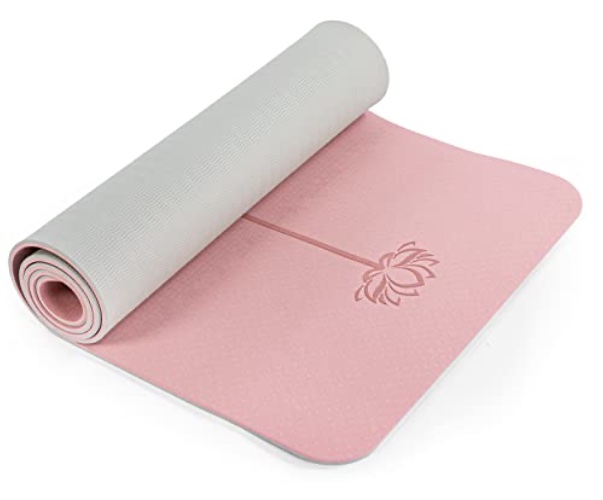 Yoga Mat Non Slip, Pilates Fitness Mats, Eco Friendly, Anti-Tear 1/4" Thick Yoga Mats for Women, Exercise Mats for Home Workout with Carrying Sling and Storage Bag - 72"x24" - Parfait Pink & Gray