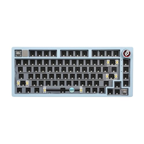 EPOMAKER x LEOBOG Hi75 Aluminum Alloy Wired Mechanical Keyboard Barebones Kit, Programmable Gasket-Mounted Gaming Keyboard Kit, Hot Swappable, with Mode-Switching Knob, NKRO for Win/Mac (Light Blue) - Light Blue