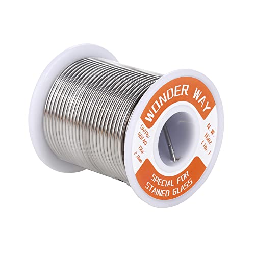 Sn60/Pb40 Tin Lead Solder Wire for Stained Glass 2.0mm Dia No Flux Welding Soldering Tin by Wonderway (16oz) - 16oz