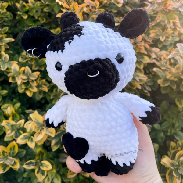 Crochet cow, “Dark side” cow plushie, crochet cow plush toy