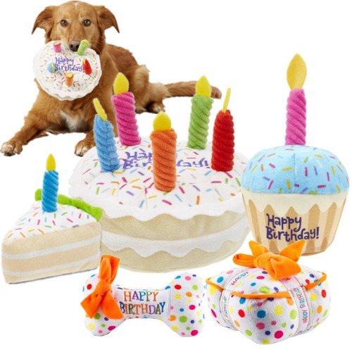Squeaky Pet Toys: Plush, Happy Candles - 4-7.5 inch / 1