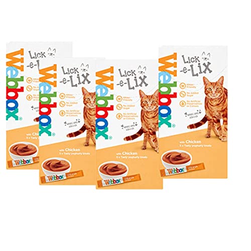 Webbox Cats Delight Lick E Lix Treats 4 Pack Contains 5 X Chicken Tasty Yoghurty Treats (20 Sachets)