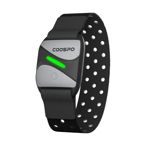 CooSpo Heart Rate Monitor,Armband Heart Rate Monitor with HR Zone Heart Rate Variability,Bluetooth5.0 & ANT+ Dual HRM Optical HR Monitor with IP67 for Peloton Strava Zwift DDP Yoga - 
