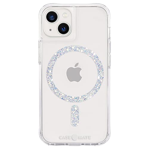 Case-Mate iPhone 13 Case - Clear Twinkle Diamond [10ft Drop Protection] [Compatible with MagSafe] Magnetic Cover with Cute Bling Sparkle for iPhone 13 6.1", Anti-Scratch, Shock Absorbent, Slim Fit - Twinkle Clear - iPhone 13