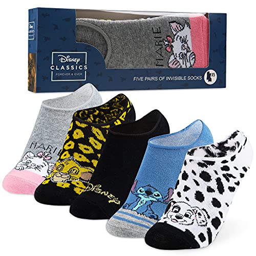 Disney Stitch Socks Women and Teenagers Ankle Socks No Show Socks Women Minnie Mickey Marie Multi Pack 5 Pairs One Size 4-7 Trainer Socks Stitch Gifts - Multi Characters