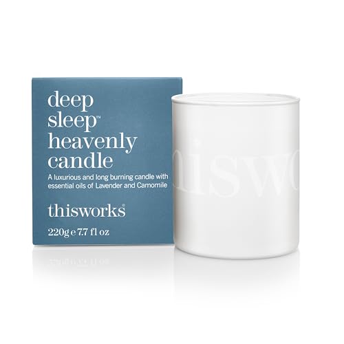 This Works Deep Sleep Heavenly Candle, 220 g - Luxury Candle Enriched with Essential Oils of Lavender, Camomile and Vetivert - Hand Poured Scented Candle with a 40hr Burn Time for a Calming Experience - Deep Sleep Heavely Candle